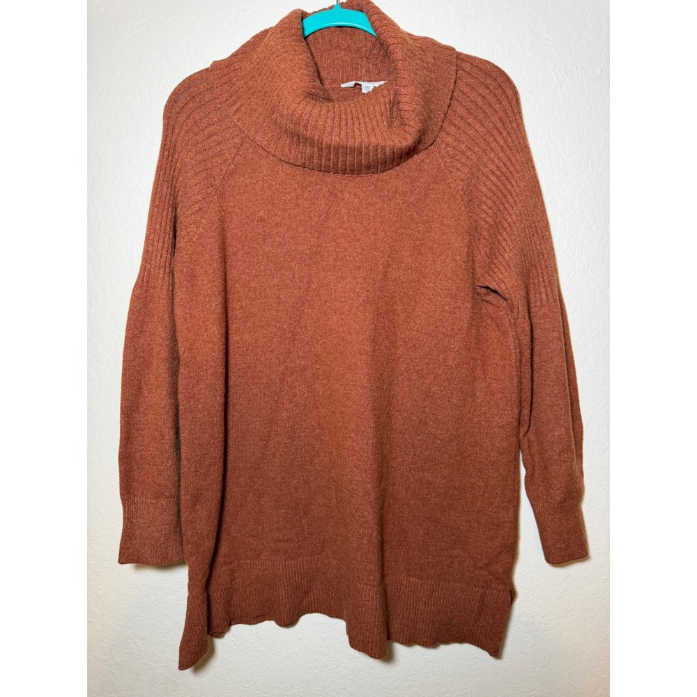 Time and Tru Brown Cowl Neck Tunic Sweater XXL 20 Rust Ribbed Raglan Sleeve